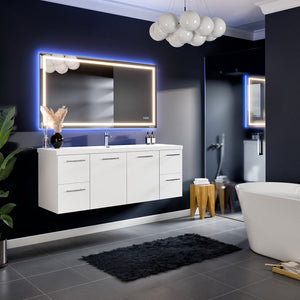 Axel 59 in. White Wall Mount Single Sink Bath Vanity with Acrylic Top and Integrated Sink