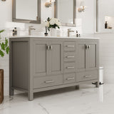 London 60 in. Gray Double Sink  Bath Vanity with Carrara Quartz Top and Undermount Porcelain Sinks