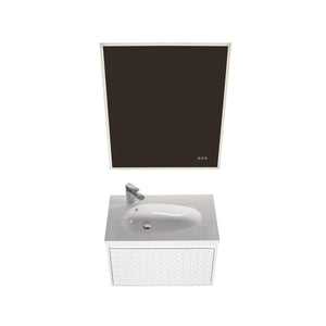 Blossom Thun 30″ Vanity with Droplet-Shaped Basin - LED Illuminated & 3D Diamond Pattern Design