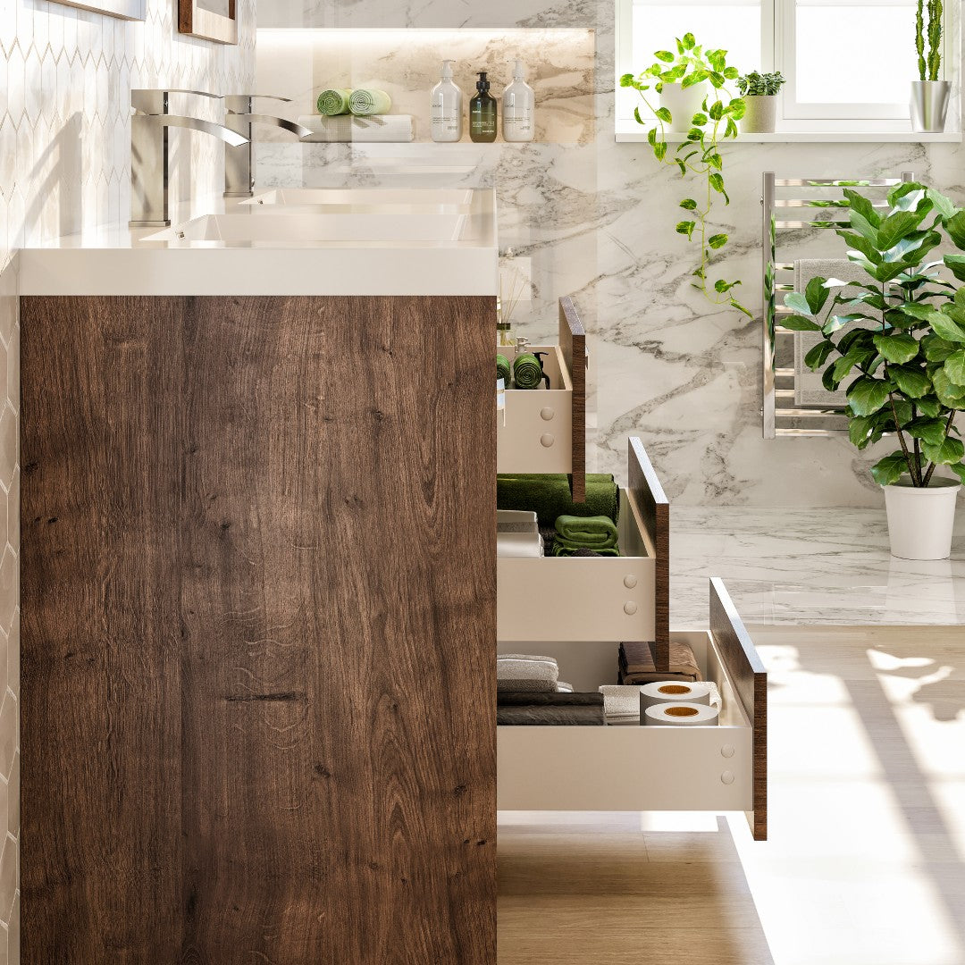 Lugano 72 in. Rosewood Double Sink  Bath Vanity with Acrylic Top and Integrated Sinks