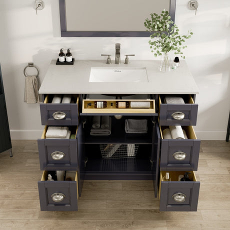Epic 48 in. Charcoal Gray Single Sink Bath Vanity with Carrara Quartz Top and Undermount Porcelain Sink
