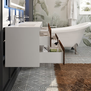 Vienna 75 in. Rosewood Wall Mount Double Sink  Bath Vanity with Acrylic Top and Integrated Sinks