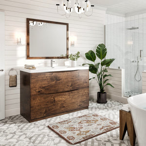 Smile 48 in. Rosewood Single Sink Bath Vanity with Acrylic Top and Integrated Sink