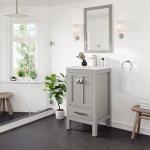 London 20 in. Gray Single Sink Bath Vanity with Carrara Quartz Top and Undermount Porcelain Sink