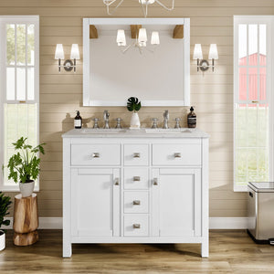 Artemis 44 in. White Double Sink  Bath Vanity with Engineered Top and Undermount Porcelain Sinks