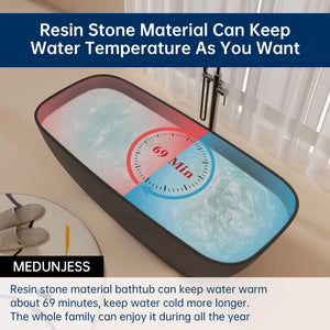 New England Home Goods Annapurna 67" Freestanding Tub in Black - Stone Resin Solid Surface