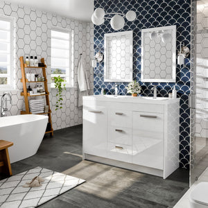 Lugano 48 in. White Double Sink  Bath Vanity with Acrylic Top and Integrated Sinks