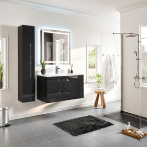 Joy 40 in. Black Wall Mount Single Sink Bath Vanity with Porcelain Top and Integrated Sink