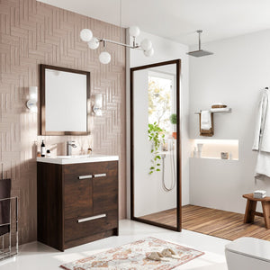 Lugano 30 in. Rosewood Single Sink Bath Vanity with Acrylic Top and Integrated Sink