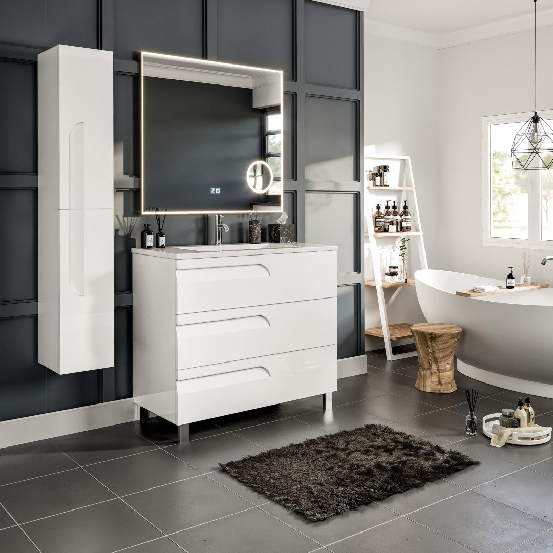 Joy 40 in. White Single Sink Bath Vanity with Porcelain Top and Integrated Sink