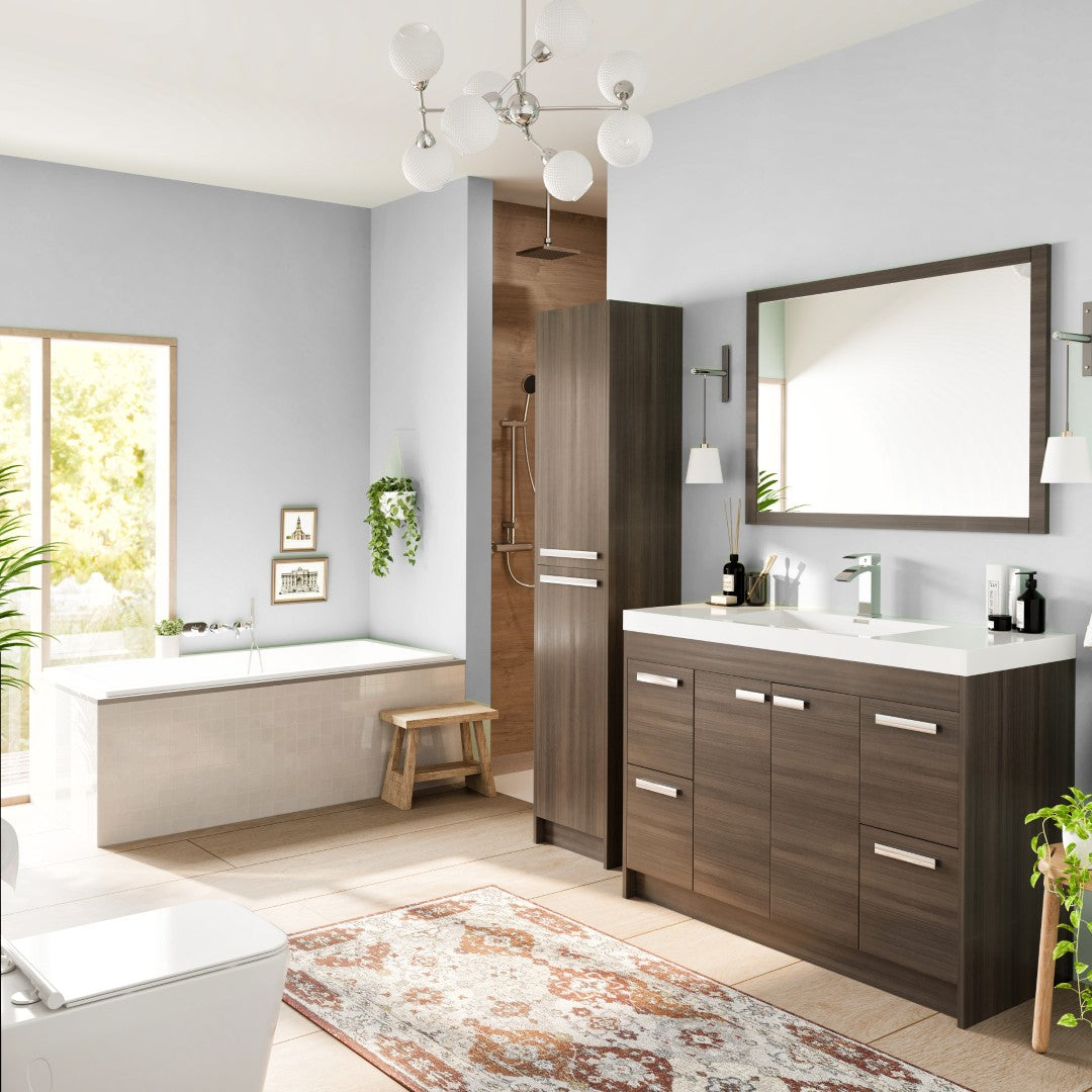Lugano 48 in. Gray Oak Single Sink Bath Vanity with Acrylic Top and Integrated Sink