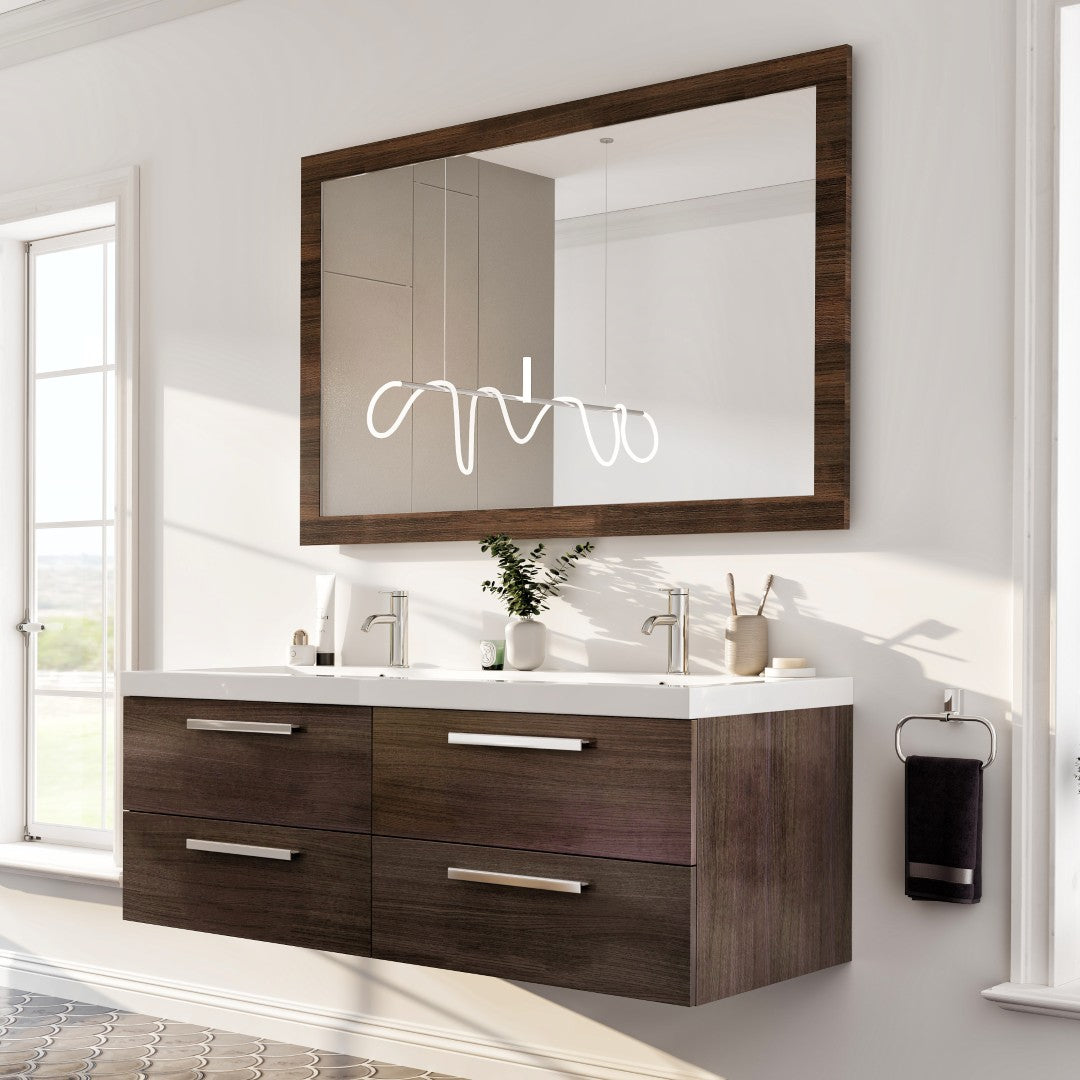 Eviva Sun 48" x 32" Rectangular Gray Oak Wooden Framed Mirror