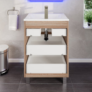 Joy 24 in. Maple Single Sink Bath Vanity with Porcelain Top and Integrated Sink