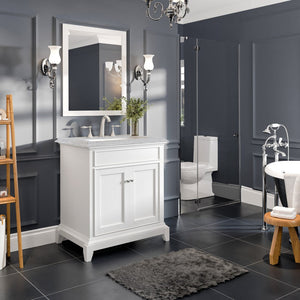 Elite Princeton 30 in. White Single Sink Bath Vanity with Carrara Marble Top and Undermount Porcelain Sink