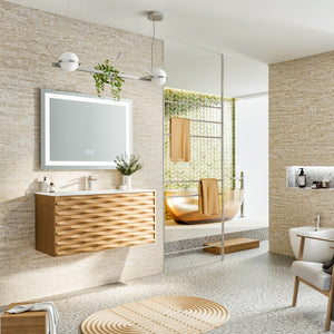 Oahu 32 in. Oak Wall Mount Single Sink Bath Vanity with Solid Surface Top and Integrated Sink