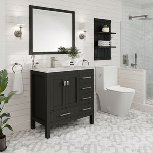 London 36 in. Espresso Single Sink Bath Vanity with Carrara Quartz Top and Undermount Porcelain Sink