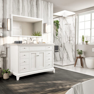 Elite Stamford 42 in. White Single Sink Bath Vanity with Carrara Quartz Top and Undermount Porcelain Sink