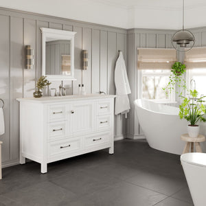 Britney 42 in. White Single Sink Bath Vanity with Carrara Quartz Top and Undermount Porcelain Sink