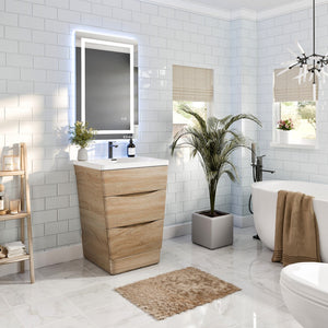 Victoria 25 in. White Oak Single Sink Bath Vanity with Acrylic Top and Integrated Sink