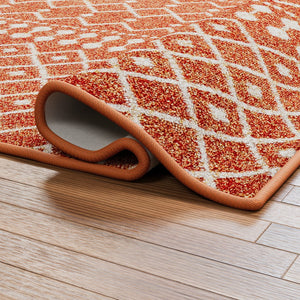 Eviva Grid 8' x 10' Geometric Orange/Cream Rug