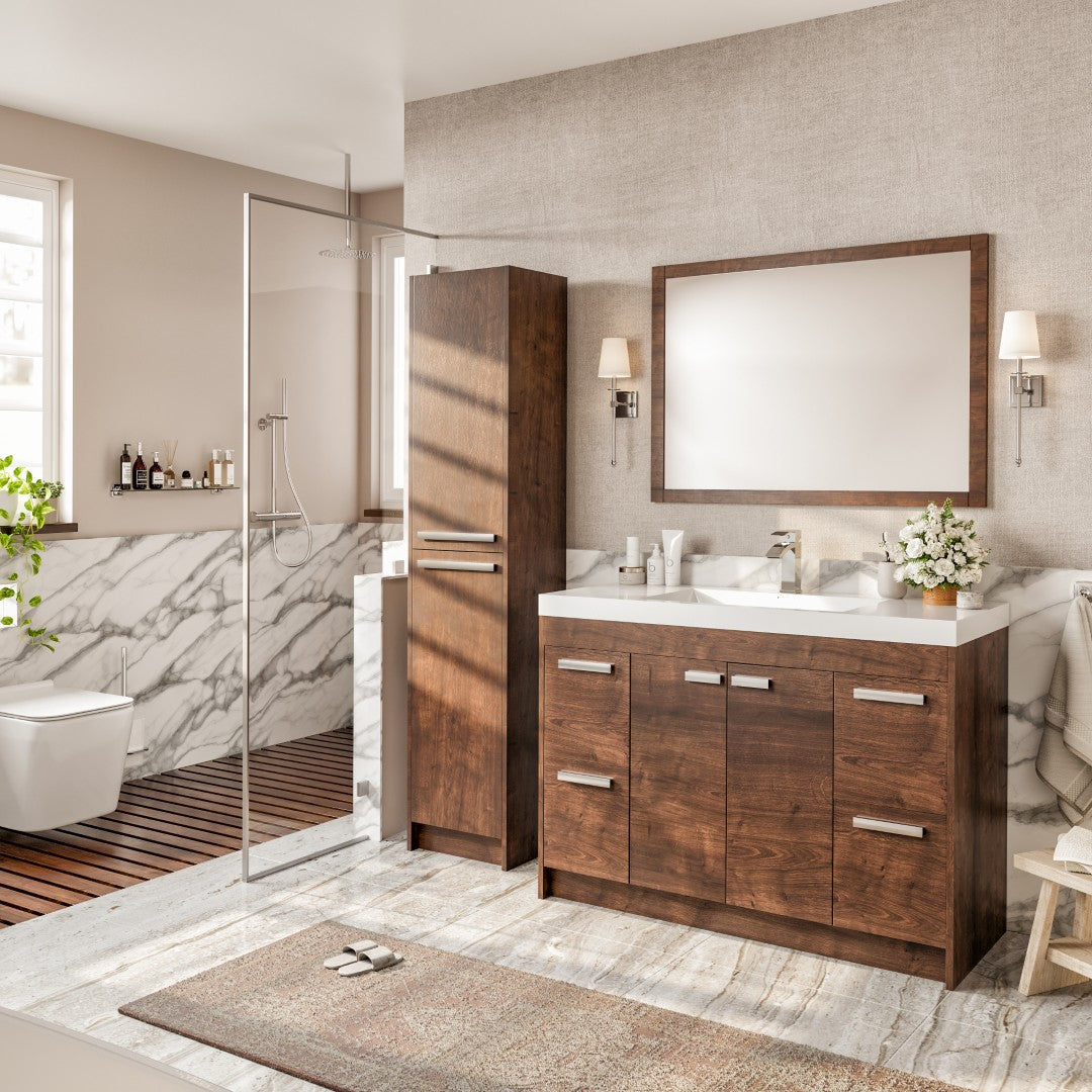 Lugano 48 in. Rosewood Single Sink Bath Vanity with Acrylic Top and Integrated Sink