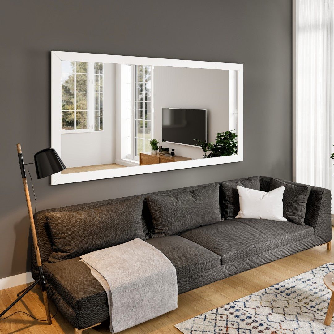 Eviva New York 60" x 30" Rectangular White Wooden Framed Mirror