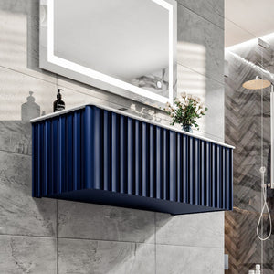 Dolce Vita 48 in. Blue Wall Mount Single Sink Bath Vanity with Solid Surface Top and Integrated Sink