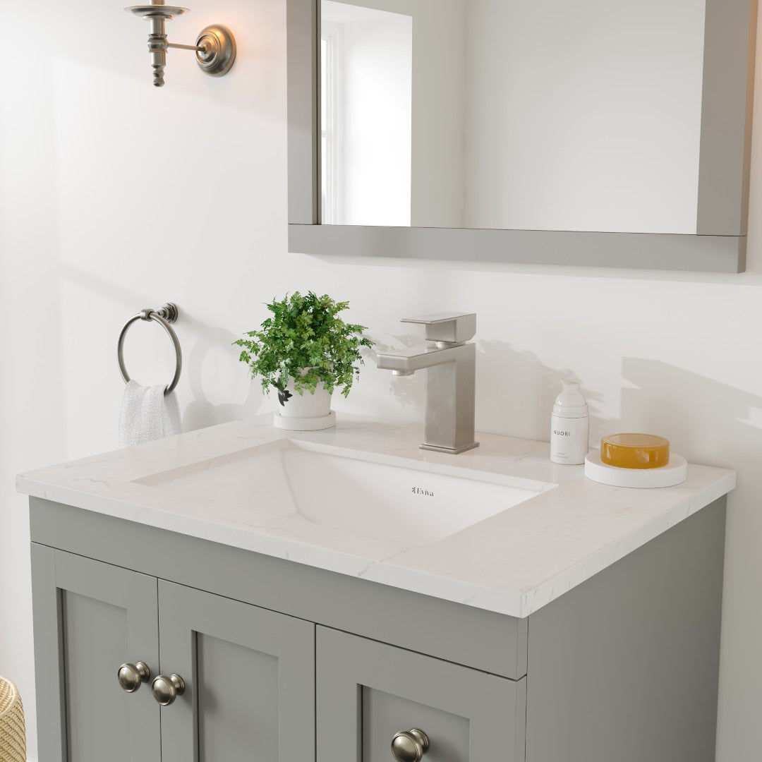 Acclaim 24 in. Gray Single Sink Bath Vanity with Carrara Quartz Top and Undermount Porcelain Sink