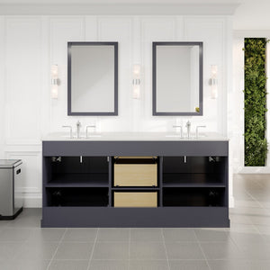 Epic 72 in. Charcoal Gray Double Sink  Bath Vanity with Carrara Quartz Top and Undermount Porcelain Sinks