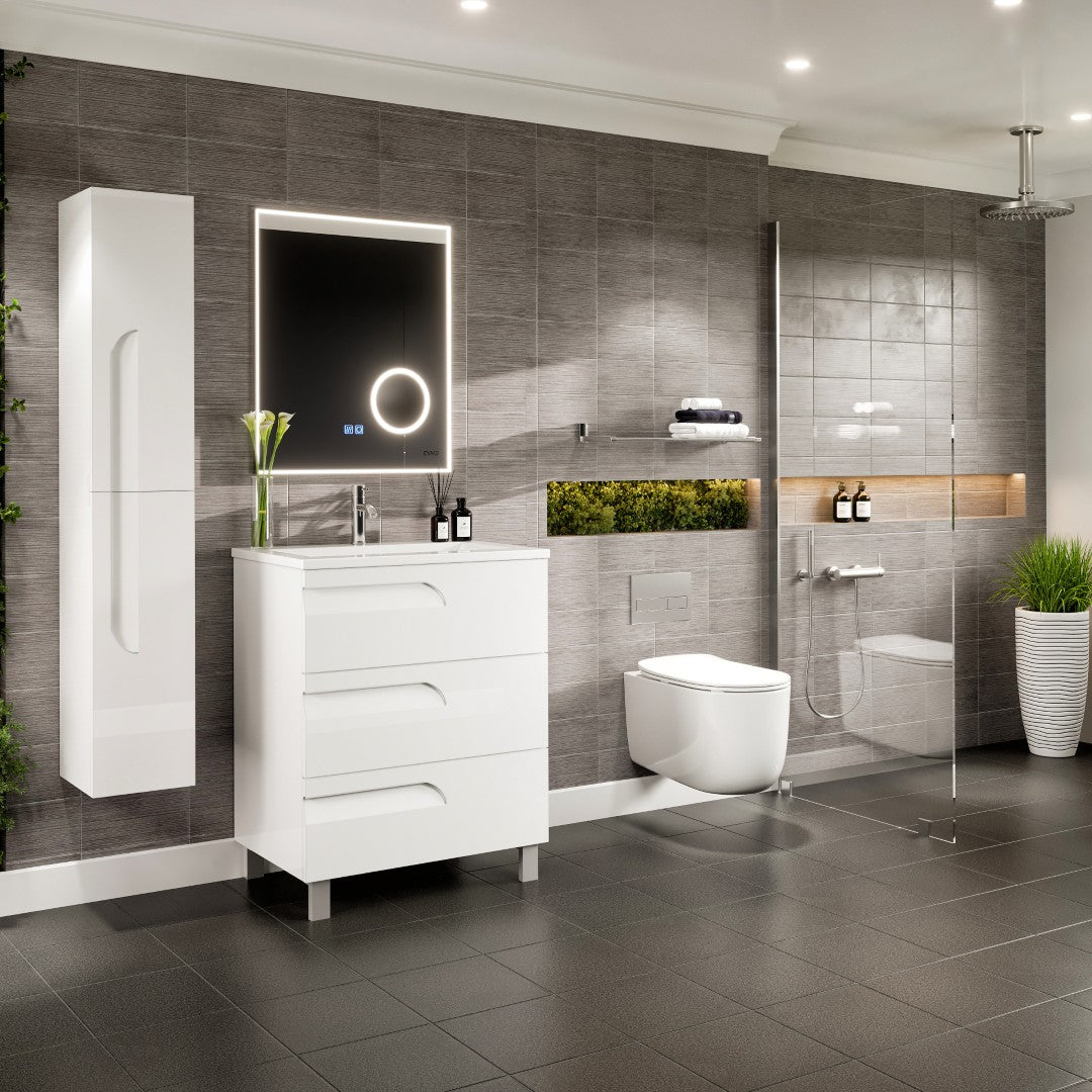 Joy 28 in. White Single Sink Bath Vanity with Porcelain Top and Integrated Sink