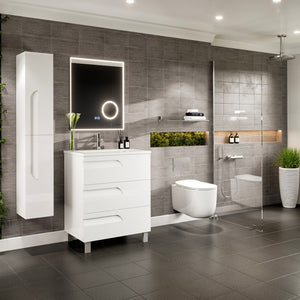 Joy 28 in. White Single Sink Bath Vanity with Porcelain Top and Integrated Sink