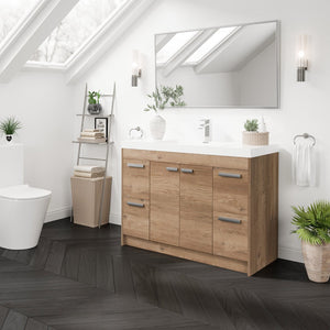 Lugano 48 in. Natural Oak Single Sink Bath Vanity with Acrylic Top and Integrated Sink