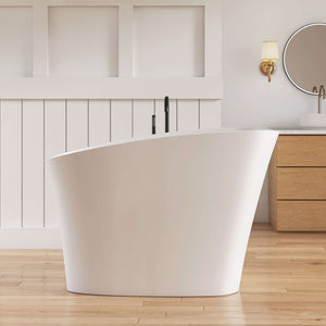 New England Home Goods Dhaulagiri 51" Freestanding Tub in White - Stone Resin Solid Surface