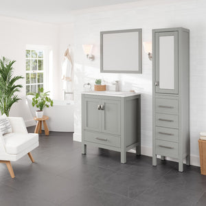 London 30 in. Gray Single Sink Bath Vanity with Carrara Quartz Top and Undermount Porcelain Sink