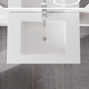 Madeira 20 in. Oak Wall Mount Single Sink Bath Vanity with Acrylic Top and Integrated Sink