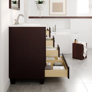 Acclaim 30 in. Teak Single Sink Bath Vanity with Carrara Quartz Top and Undermount Porcelain Sink