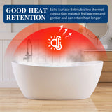 New England Home Goods 65" Black Solid Surface Freestanding Bathtub Deep Soaking Tubs