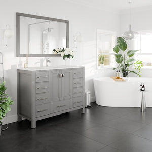 London 48 in. Gray Single Sink Bath Vanity with Carrara Quartz Top and Undermount Porcelain Sink