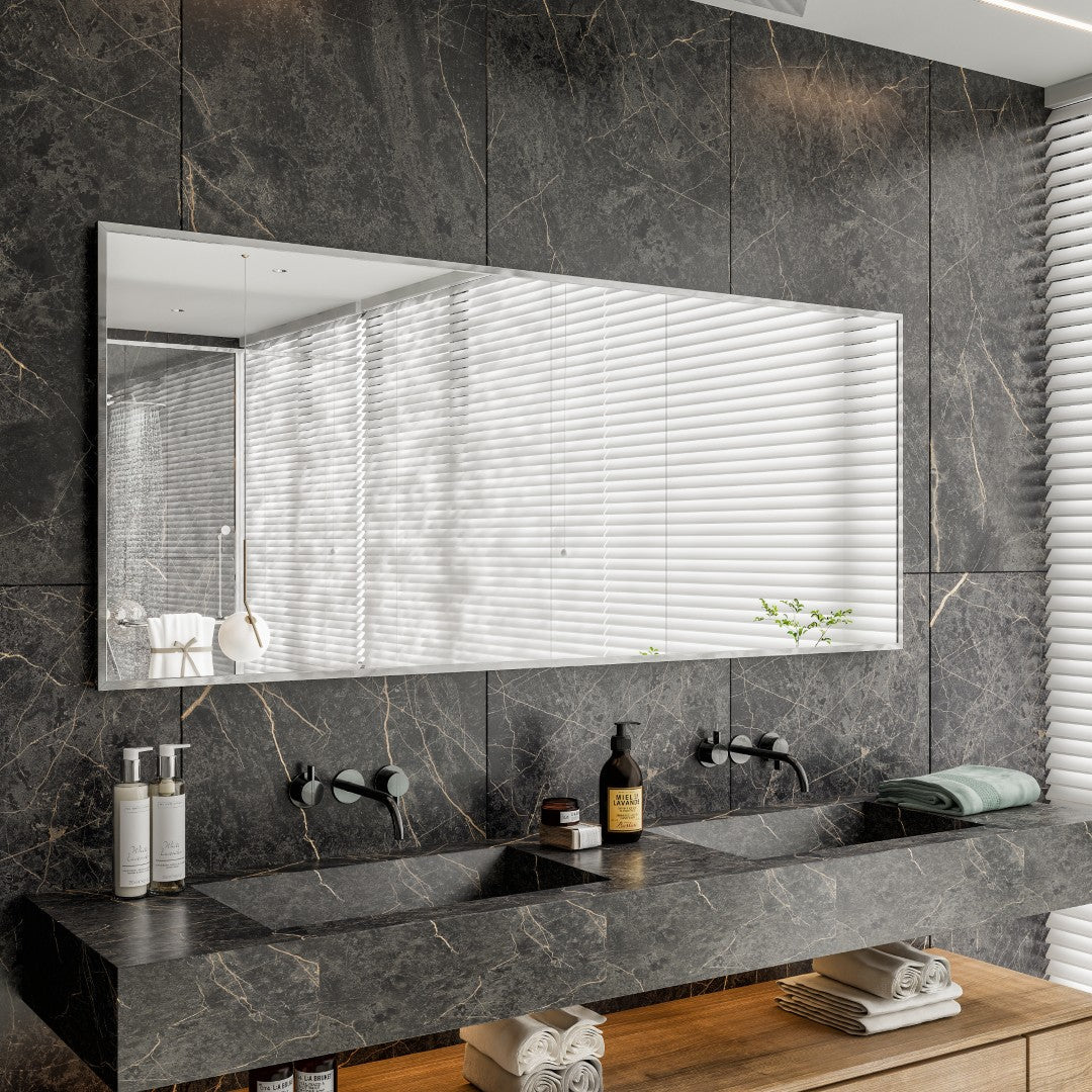Eviva Sax 72" x 30" Rectangular Chrome Metal Framed Mirror