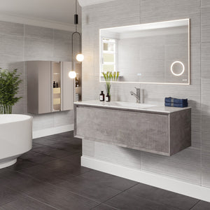Aurora 40 in. Concrete Gray Wall Mount Single Sink Bath Vanity with Carrara Quartz Top and Undermount Porcelain Sink