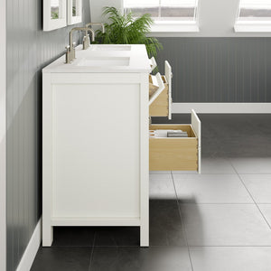 Artemis 60 in. White Double Sink  Bath Vanity with Engineered Top and Undermount Porcelain Sinks