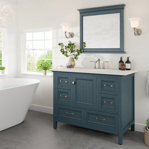 Britney 42 in. Ash Blue Single Sink Bath Vanity with Carrara Quartz Top and Undermount Porcelain Sink