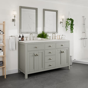 Artemis 60 in. Gray Double Sink  Bath Vanity with Engineered Top and Undermount Porcelain Sinks