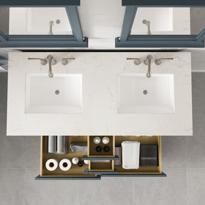Britney 48 in. Ash Blue Double Sink  Bath Vanity with Carrara Quartz Top and Undermount Porcelain Sinks