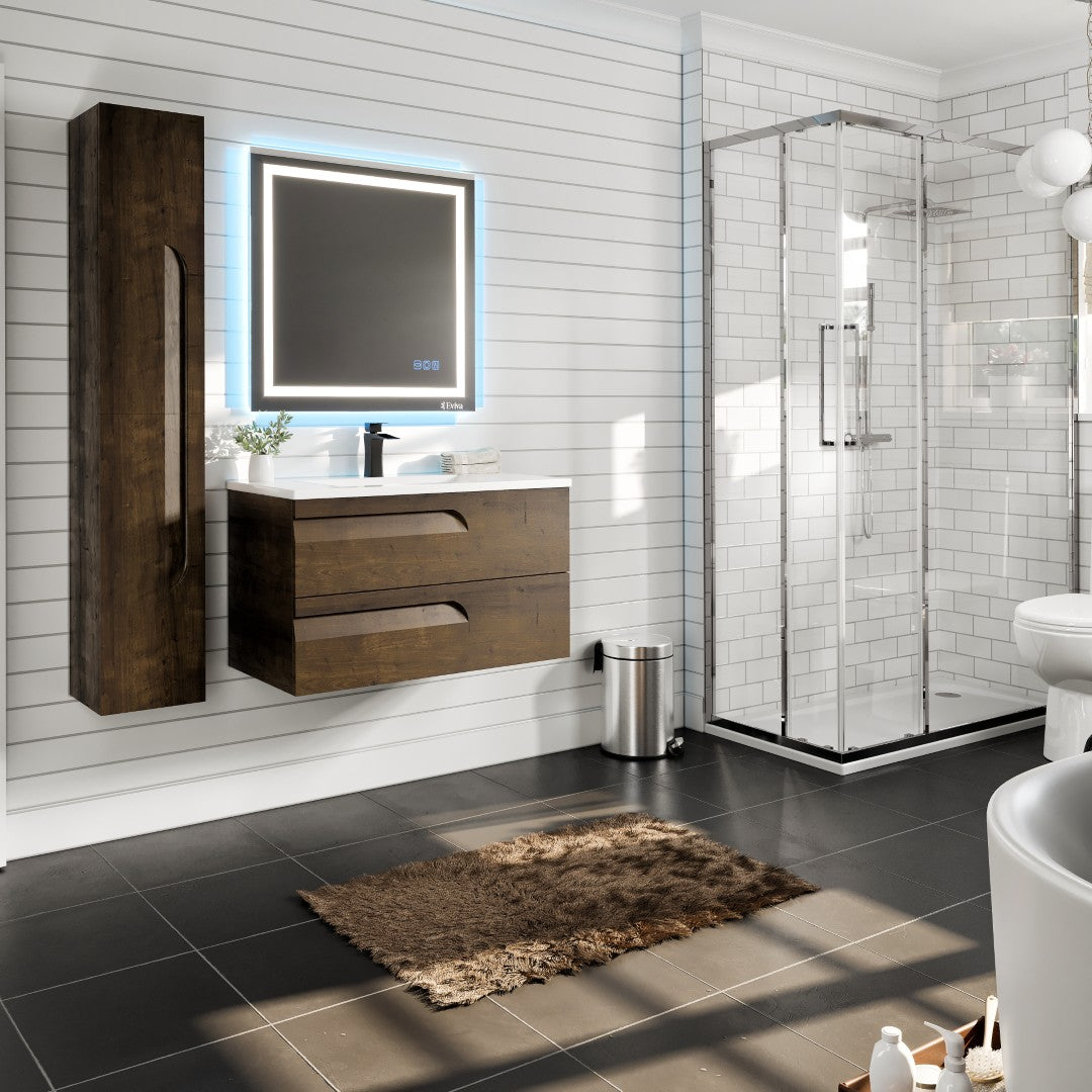 Joy 36 in. Rosewood Wall Mount Single Sink Bath Vanity with Porcelain Top and Integrated Sink