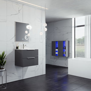 Galsaky 24 in. Gray Wall Mount Single Sink Bath Vanity with Porcelain Top and Integrated Sink