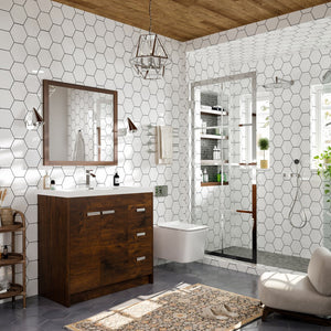 Lugano 36 in. Rosewood Single Sink Bath Vanity with Acrylic Top and Integrated Sink