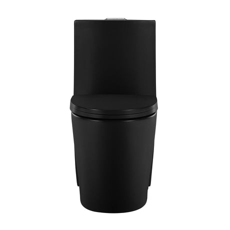 PoshHaus One-Piece Toilet 1.1/1.6 GPF Dual Flush Elongated Toilet in Matte Black Seat Included