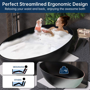 New England Home Goods Malibu 67" Freestanding Tub in White - Stone Resin Solid Surface