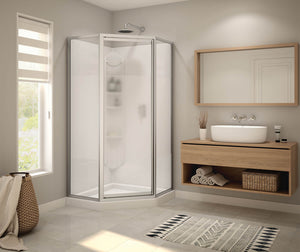MAAX 300022-000-129-103 Orchid 38 x 38 Polystyrene Center Drain Shower Kit in White with Centre Silk glass  in Matte Black